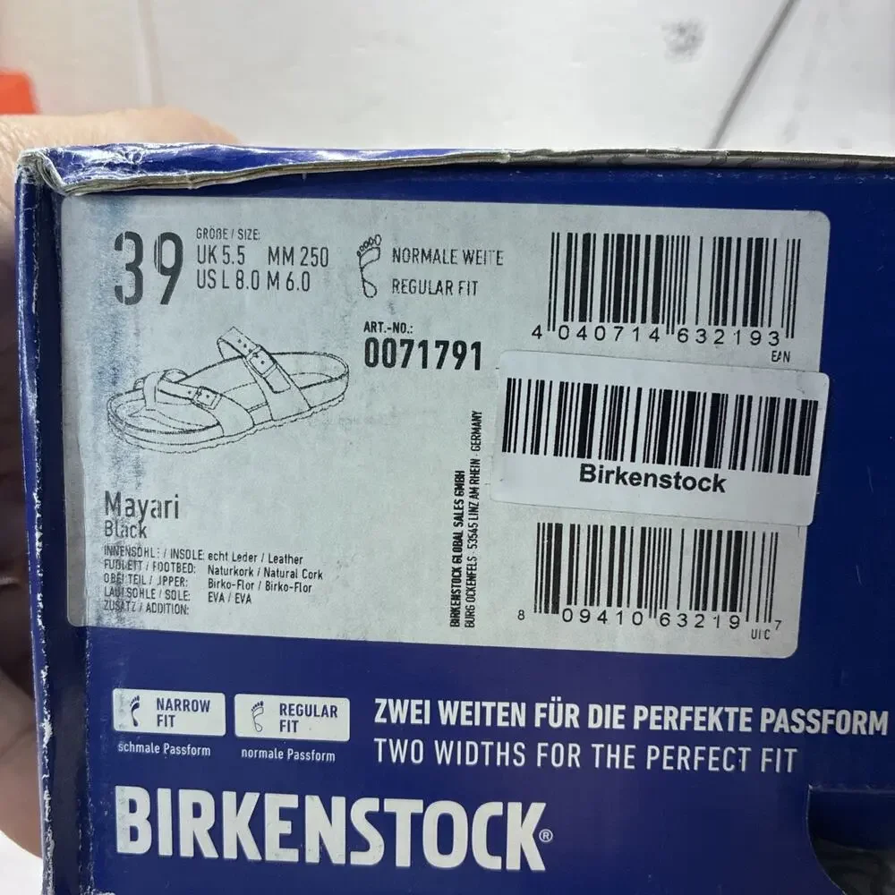 Birkenstock Mayari Birko-Flor Black Leather US Women 8 Toe Loop Thong Sandals 39